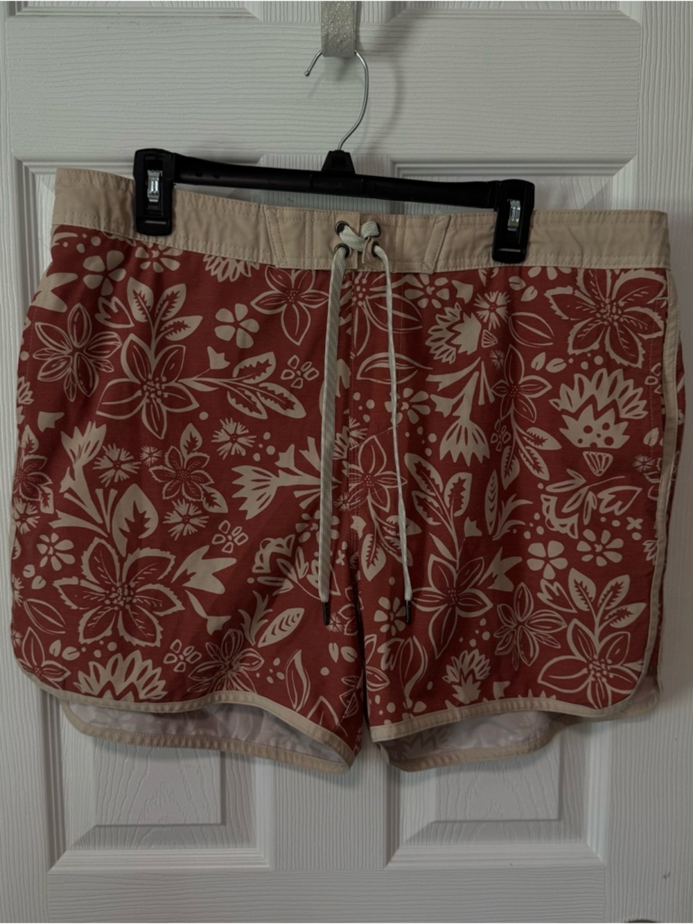Sonoma Rust Floral Drawstring Swim Shorts with Cream XL